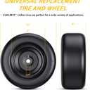 Lawn Mower Tires 11x6.00-5 (2-Pack), Flat Free Solid Smooth Tread, Front Tire Assembly Replacement, Universal Fit for Commercial/Residential Mowers with Adapter Kit, 3/4" Bushing (Black)
