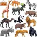 RUSON 12 Pcs Realistic Jungle Animal Figurines, Safari Animals Figures Toys Cake Topper Plastic African Wild Zoo Animals Playset Party Supplies for Kids Toddlers