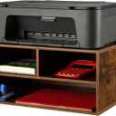 Printer Stand Shelf with Storage Wood Desk Paper Organizer for Home/Office, Printer Riser, 2 Tier