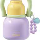 Sidagar 22 oz Water Bottle with Straw and Bowl, Wide Mouth Insulated Stainless Steel Tumbler, Beach Vacation Essentials, Aesthetic Fashion Gift for Her, Mom, Kids, Heart Charm Lavender Purple