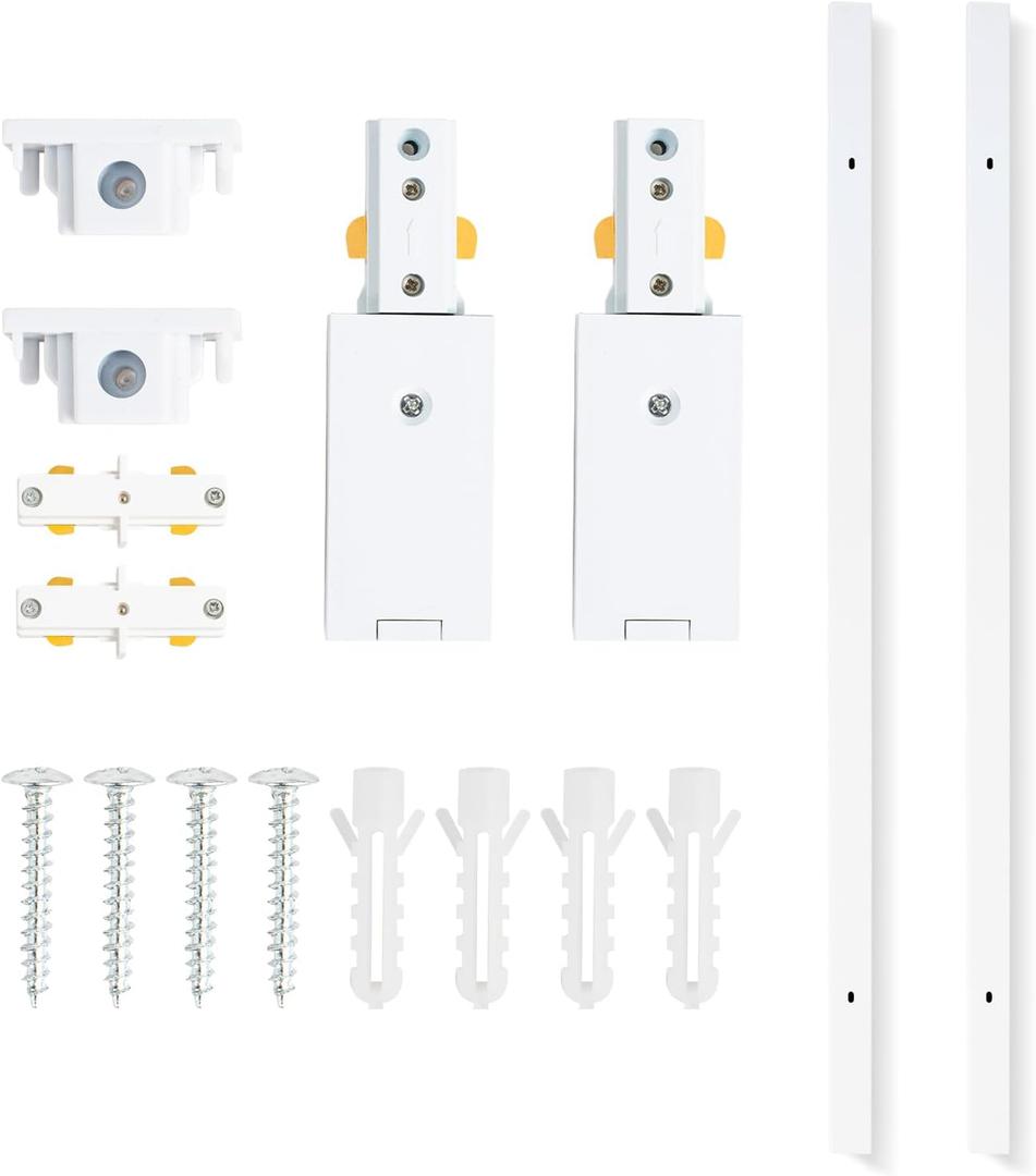 VANoopee H Track Lighting Rails Kit, 6.6FT H Type Track Rails White with End Caps and Live End Feed Connector, Compatible with Single Circuit 120V H Style Track System, for H LED Track Lighting Heads