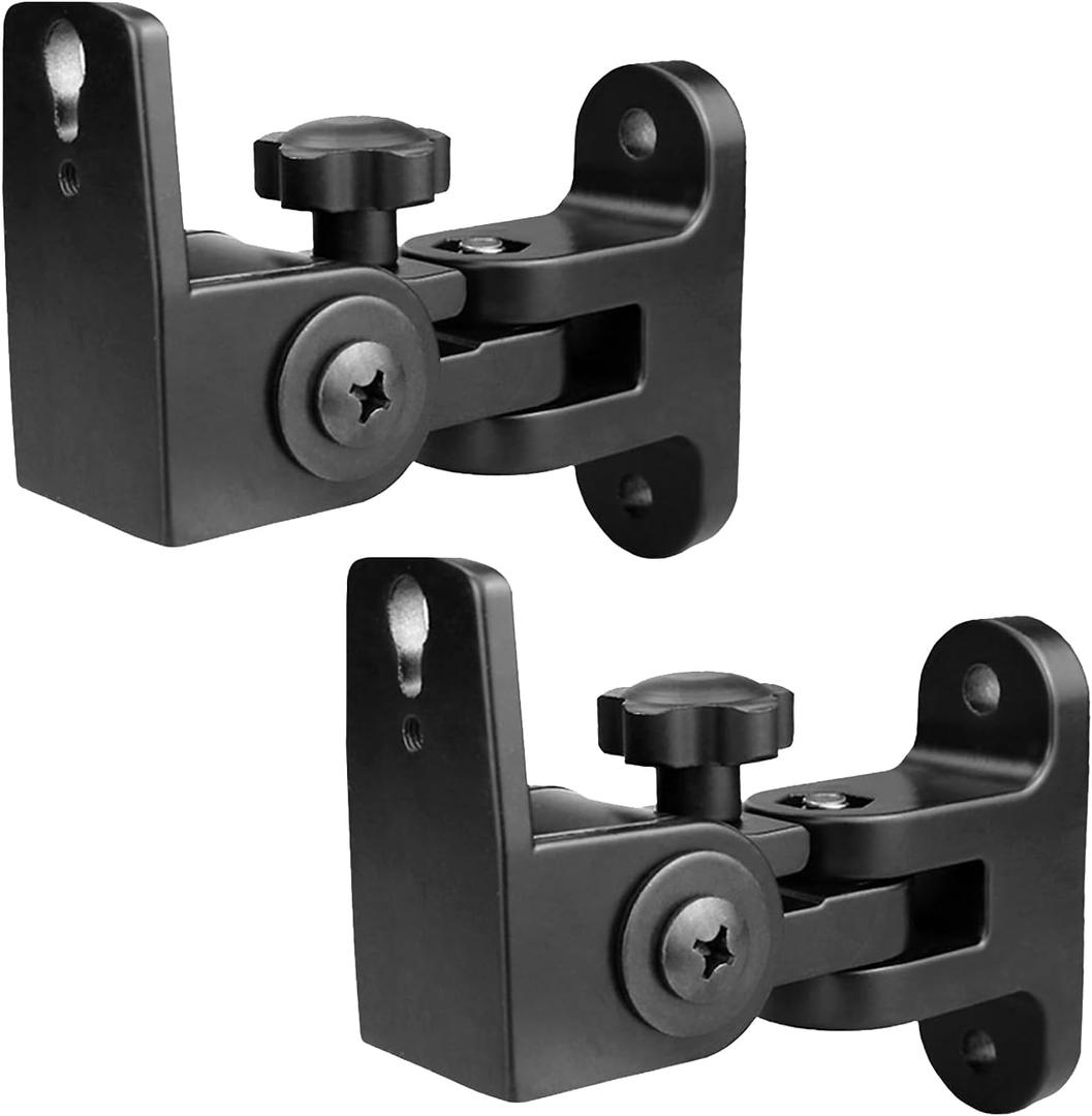 BS-218pro Universal Speaker Wall Mount for Small Speakers ,Vertical 120, Horizontal 180Adjustment,Hold up to 30lbs,Compatible with Bose, JBL, KEF, Klipsch, Sony & Others(2 Packs Black)