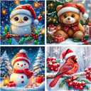 YarnMate 4 Pack Diamond Painting Kits for Adults-Christmas Animals Diamond Art Kits for Adults,5D Diamond Painting,DIY Full Drill Diamond Painting Gem Art and Crafts 14x14inch (G8886+G8887+G8888+G8889)