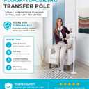 Stander Double Handle Non-Rotating Floor to Ceiling Grab Bar, No-Drill Tension Mounted Transfer Pole for Seniors, Bath Safety & Bedside Assist Rail for Home Standing Support & Fall Prevention, White