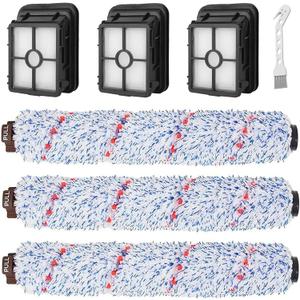 6 Pack Replacement Parts Compatible with Bissell CrossWave Vacuum Cleaner, 3 Pack Multi-Surface Brush Roll 1868 ,3 Pack Vacuum Filter 1866,Compare to Part 1608683, 160-8683, 1608684