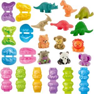 Unleash Creativity with 12 Unique Dino and Animal Molds Dough Toys Dough Accessories Set Whit 10 .Ideal as a Gift for Kids Aged 3-4-8 Years
