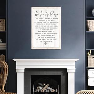 The Lord’s Player Rustic Bible Verse Framed Wall Art, 16''×24'' Holy Narrow Positive Religious Christian Saying Sign for God Jesus Christ Prayer, Vintage Inspirational Catholic Scripture Decor