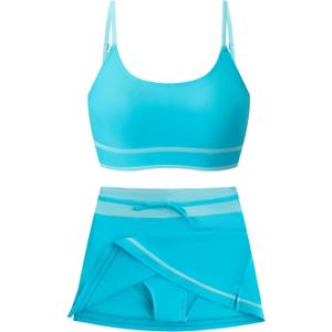Girls Swimsuits 2 Piece Bathing Suit Bikini Set with Padded High Waisted Beach Swimwear for Girls 11-15 Years