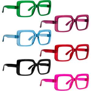 CessBlu 6 Pack Huge Square Reading Glasses for Women Screwless without Metal Spring Hinges Oversized Stylish Readers +2.50