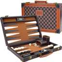 VOVOTUZZI Backgammon, Backgammon Sets for Adults, 15" Backgammon Board Games, Backgammon Set Leather Travel Strategy Game, Brown