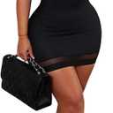 Women's Spaghetti Strap Bodycon Mini Dress Sexy Deep V Neck Sleeveless Club Party Short Dresses (Black, M)