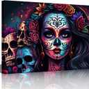 TUMOVO Mexican Woman Pictures Pictures 1Piece Canvas Wall Art for Living Room Black Artwork Modern House Decoration Framed Ready to Hang Posters and Prints 36x24in, 24"Wx36"H