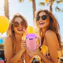 Mity rain 2PCS Silicone Tumbler Flip Straw Lid for Stanley Cup 40OZ, Spill Proof Lid Compatible with Stanley Quencher Flip Straw Lids for Replacement (Purple)