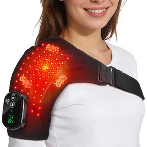 Cordless Shoulder Heating Pad with Massage, Heated Shoulder Wrap Massager for Pain Relief Deep Tissue, Rotator Cuff Heating Pad Frozen Shoulder