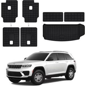 Cargo Mat with Backrest mat for 2021-2025 Jeep Grand Cherokee L (ONLY for 6-Seats), TPE All Weather Car Trunk Mat with Backrest Set & 2nd Backrest Mats for Jeep Grand Cherokee L Accessories