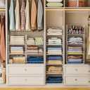 Yociyoga 6-Tier Stackable Closet Organizers and Storage Shelves, Closet Shelf Organizer Basket Bins, Foldable Sweater Storage for Clothes Organizer System, WhitePatent No. 30022416