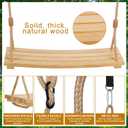 Hollowfly 2 Pcs Wood Swing Seat Carbonized Hanging Wood Tree Swing with Adjustable Rope Anticorrosive Waterproof 440lbs Load for Indoor Outdoor Garden Yard Backyard 24 x 6.3 x 1.42 Inch(Fresh Style)