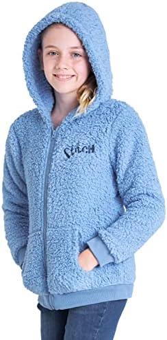 Disney Stitch Sherpa Hoodie for Girls, Zip Up Fleece Fluffy Hoodie for Kids Teens Size 7/ 8 year