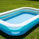 Kids Splash Pool Inflatable 120x72 Inch Rectangular, Extra Large BPA-Free PVC Family Pool ASTM Certified with Easy Drain for Ages 3-12, Thickened Anti-Burst Backyard Summer Pool