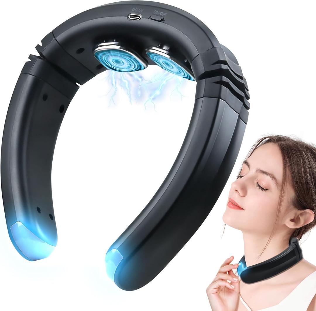 Neck Massager with Heat, Electric Neck Massager, Neck Massager for Pain Relief Deep Tissue, 9 Modes 50 Intensities, EMS Neck Massager for Home Office Car TravelBlack FSA HSA Approved Products Only