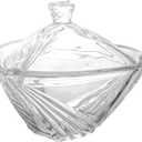 SOUJOY 1 Pack Glass Candy Dish with Lid, Clear Covered Candy Bowl, Retro European Candies Jar for Home Kitchen Office Table Halloween