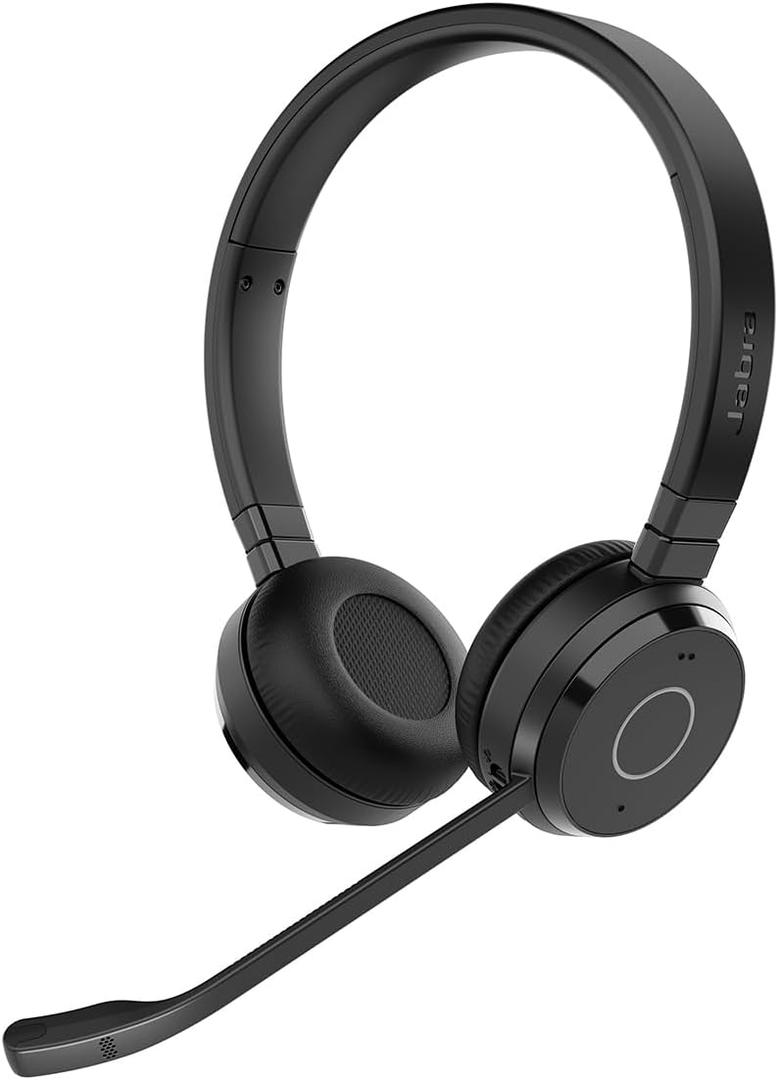 Jabra Evolve 65 TE (Third Edition) Wireless Dual-Ear Headphones - Noise-Canceling Mic, 16 hrs Battery Life, Dual Connectivity, Works with All UC Platforms Like Zoom & Google Meet, Black