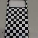 Compatible with iPhone 17 Pro Max Case Cute Aesthetic Checkerboard Checkered Phone Case for Women Girl Shockproof Slim TPU and Hard PC Protective Cover (Black)