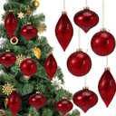 Vercraft 6 Pcs Burgundy Glass Christmas Ornaments, Mercury Vintage Christmas Ball Ornaments Red Rustic Hanging Hand Blown Glass Balls for Home Xmas Tree Birthday Party Holiday Wedding Decor, 2.36 Inch