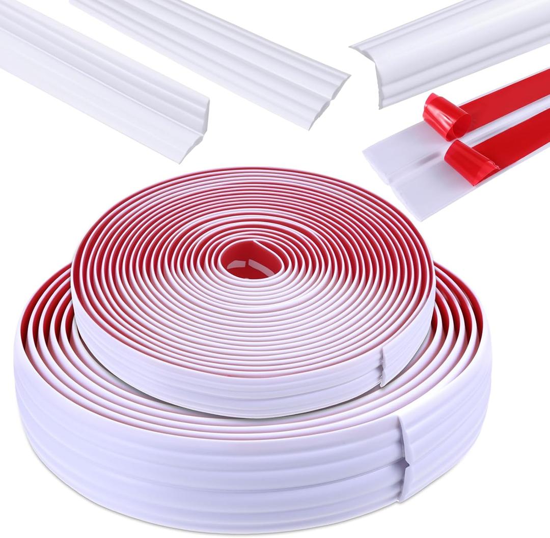 SHENLIU 40 Feet 1.6" Wall Corner Protector Trim & 0.8" Flexible Inside & Outside Guard, Peel and Stick Molding, Self-Adhesive Strip for Wall Edge, Ceiling, Door Frames, Countertop