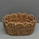 Coeusy Scalloped Basket Set of 2,Water Hyacinth Basket for Organizing and Decor,Hand-Woven Wicker Storage Baskets with Built-In Handles for Nursery,Gift,Laundry