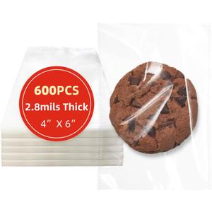 Self 4x6 Inches 600 Pcs Sealing Cellophane Bags Clear Cookie Bags Resealable Cellophane Bag for Packaging Gifts,Cookies,Favors,Products,Candy