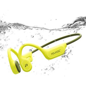 Swimming Headphones,IPX8 Waterproof Bone Conduction Headphones,32GB Memory Open Ear Headphones with Mic, Wireless Bluetooth Earphones Underwater Sport Earbuds for Running Workout Cycling (Green)