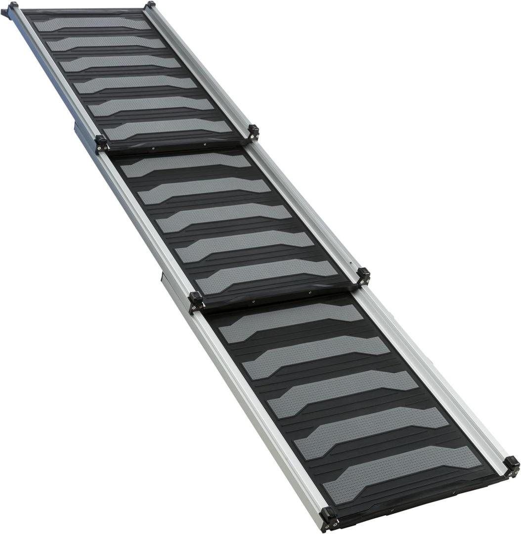 TRIXIE Telescoping Dog Ramp Made of Lightweight Aluminium - Pet Ramp for Large Cars and SUVs - Easily Adjustable - in Silver/Black