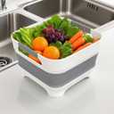 2.4 Gal (9L) Collapsible Dish Basin with 2 Drainage Plugs - Foldable Sink for Kitchen, Camping, RV | Space-Saving Multifunctional Wash Basin for Veggies, Dishes