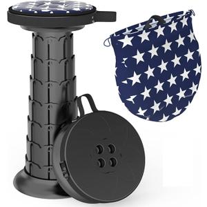 ALEVMOOM Upgraded Portable Collapsible Stool with Cushion Telescoping Stool with Painting Retractable Folding Stool Sturdy Capacity 440Ibs Camping Stool for Outdoor Hiking BBQ with Bag