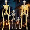 Halloween Decorations Skeleton, 2 Pack 36" Skeleton with Light, Halloween Indoor/Outdoor Decor, Hanging Realistic Movable Posable Joints Skeleton Graveyard Decorations