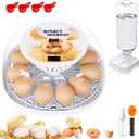 Incubators for Hatching Eggs, 12 Egg Incubator with Automatic Turning and Temperature Control, Automatic Water Adding, LED Egg Candler, for Hatching Chickens, Duck, Quail (White)