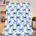 Crab Throw Blanket Nautical Ocean Beach Coastal Print Throw Blankets Gifts for Couch Sofa Bed Stuff Decor Lightweight Soft Cozy Fleece Plush Warm Flannel Bedding for Lover Men Women 40"x50"