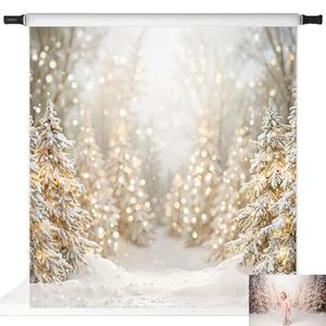 Kate Christmas Farm Photography Backdrops Sonwy Forest Background Xmas Trees Photo Props, 8x8ft