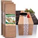 Burlap Lace Table Runner (Pack of 3) – 14”x 72” - No-Fray Finished Edge Natural Table Runner – No Odor, Eco-Friendly Burlap Runner - Perfect for Christmas, Wedding, Thanksgiving