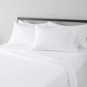 Breathable Lightweight Microfiber 4 Piece Bed Sheet Set with 14-Inch Deep Pockets, King, Bright White, Solid
