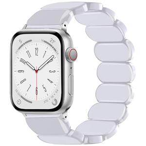 IMIVIO Stretchy Resin Watch Band Compatible with Apple Watch Bands for Women 38mm 40mm 41mm, Light Waterproof Strap for iWatch Bands Series 10 9 8 7 6 5 4 3 2 1 SE, White, M/L