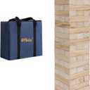 Tumbling Tower Blocks Games,Large Wooden Blocks Stacking Game for Kids Adults Family Classic Stacking Board Games for Indoor Outdoor Backyard Lawn Stack to Over 3.2Ft- 60pcs with Carrying Bag