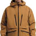 GSOU SNOW Snowboard Jacket Womens Ski Jacket Mens Snow Coat Baggy Waterproof Insulated Winter Hooded Mountain Coats (Large, Coffee)