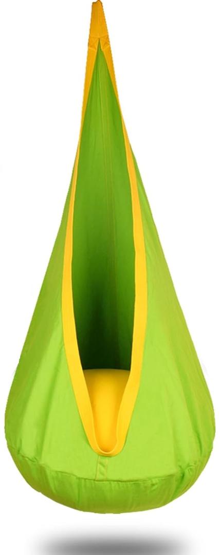 Kids Pod Swing Seat | Cotton Cloth, 53.2in X 29.5in X 21.7in | Frog Sensory Swing, Portable Inflatable Hammock | Indoor Outdoor Hanging Chair for Adults & Children