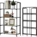 Crofy No Assembly Folding Bookshelf for Living Room, 4 Tier Black Collapsible Book Shelf for Home Office, Portable Bookcase Storage Organizer