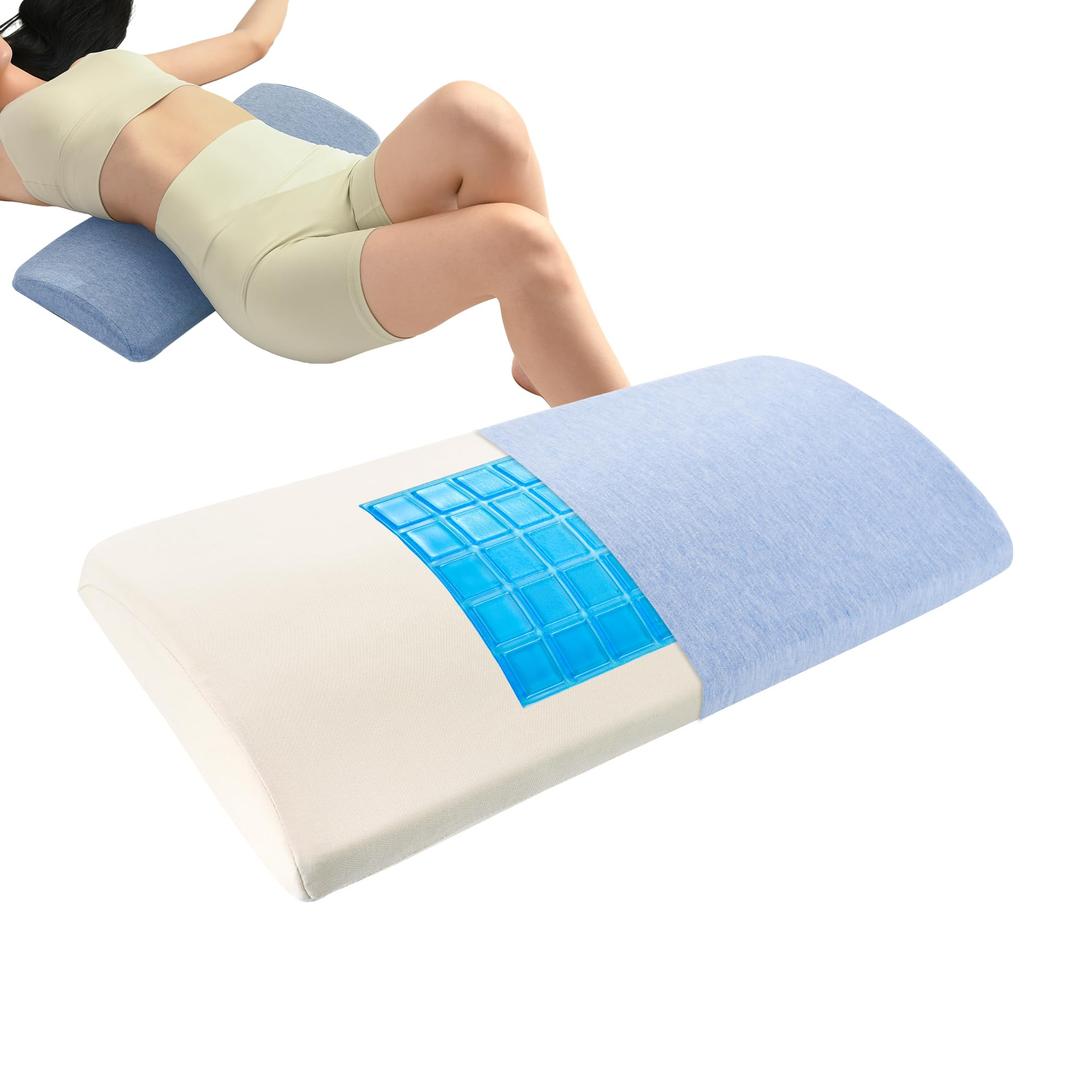 Zickskt Lumbar Support Pillow for Bed, Memory Foam Pillow for Back Pain Relief - Ergonomic Waist Pillow for Side, Back&Stomach Sleepers - Back Wedge Bolster Pillow for Car, Sofa