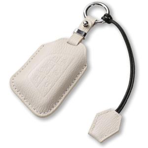 Genuine Leather Key Fob Cover Compatible with Cadillac 2021 2022 2023 2024 CT4 CT5 CT6 XT4 XT5 XT6 Escalade ESV, Key fob Case with Keychain & Lanyard for Cadillac Key Fob (6 Buttons, White)