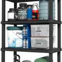 IRIS USA 4-Shelf Heavy Duty Plastic Storage Shelves, 600lb Capacity, 56" H x 36" W x 18" D, Large Modular Shelving Unit Storage Organizer for Garage, Home, Warehouse & Gym, Storage Rack - Black