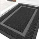 OLANLY Front Door Mat Indoor Outdoor Entrance, Waterproof All-Season, All-Weather Doormat, Sturdy Natural Rubber, Fade Resistant, Low Profile, Easy Clean Patio Porch Entryway Mat, 35x23, Black